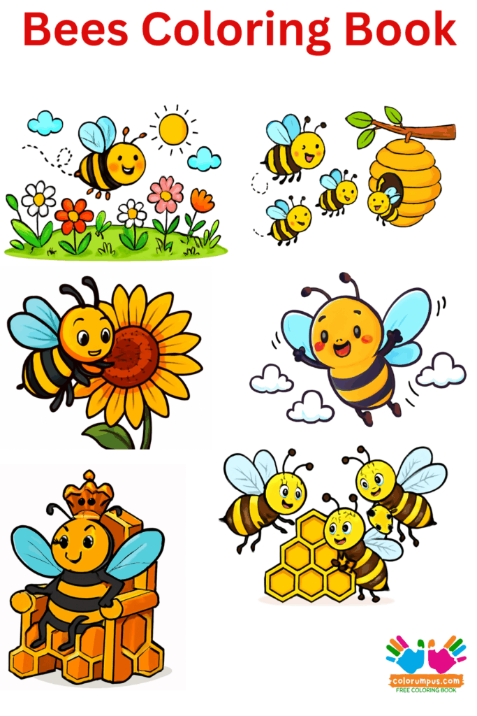 Bees coloring book for kids