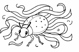 Beetle with Flowing Ribbons A beetle with colorful ribbons fluttering around it in the breeze