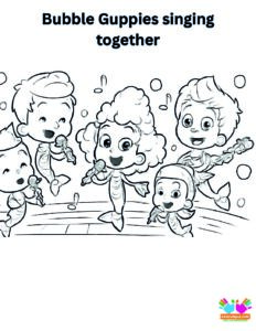 Bubble Guppies singing together in an underwater concert.