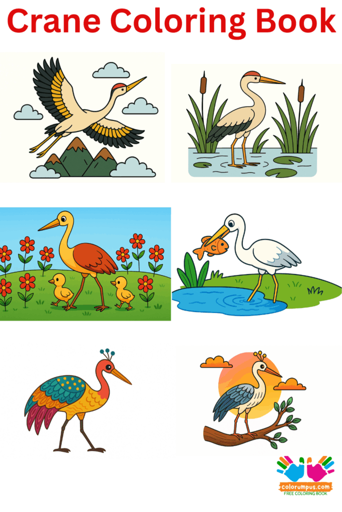 Crane coloring book for kids
