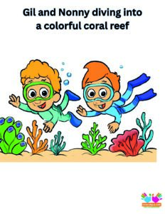 Gil and Nonny diving into a colorful coral reef