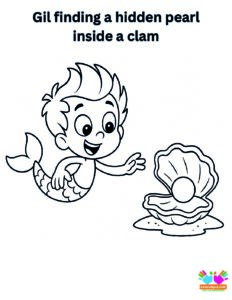 Gil finding a hidden pearl inside a clam.