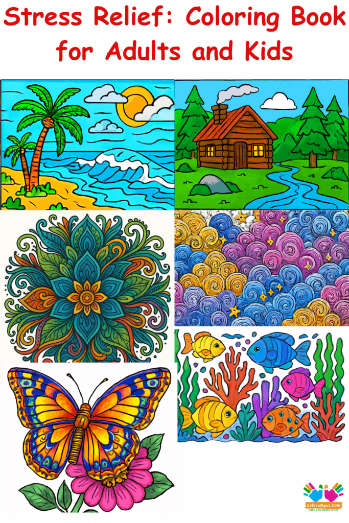 Stress Relief Coloring Book for Adults and Kids