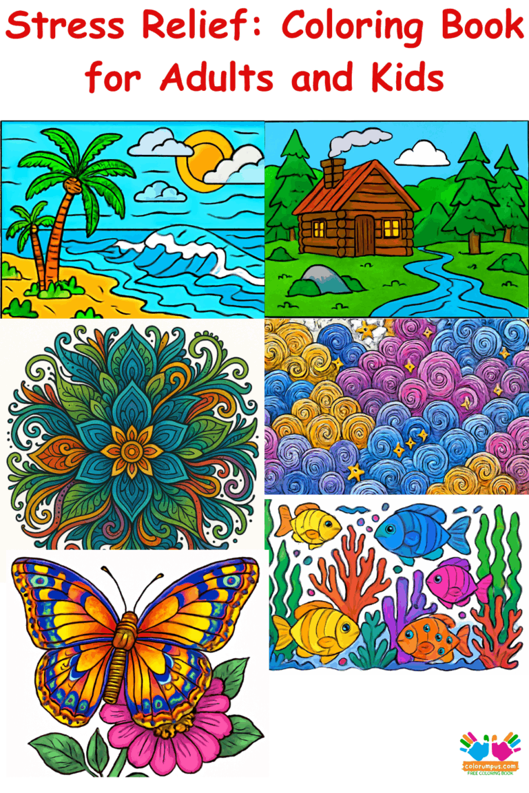 Stress Relief Coloring Book for Adults and Kids