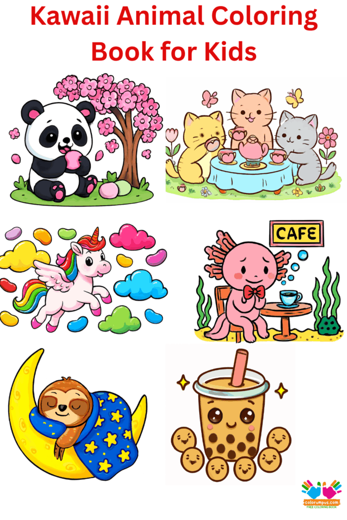 Kawaii Animal Adventures Coloring book for kids