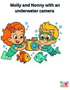Molly and Nonny with an underwater camera taking photos of fish