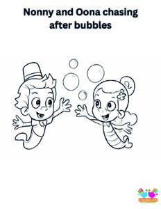 Nonny and Oona chasing after bubbles.