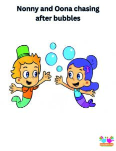 Nonny and Oona chasing after bubbles
