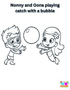 Nonny and Oona playing catch with a bubble.