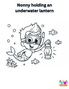 Nonny holding an underwater lantern as he explores.