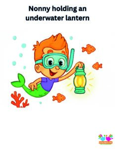 Nonny holding an underwater lantern as he explores