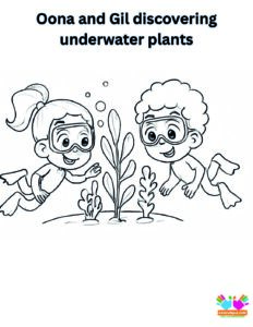 Oona and Gil discovering underwater plants.