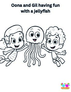 Oona and Gil having fun with a jellyfish.