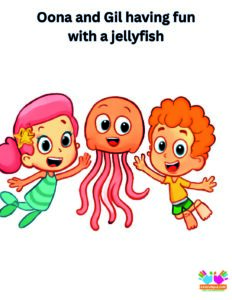 Oona and Gil having fun with a jellyfish