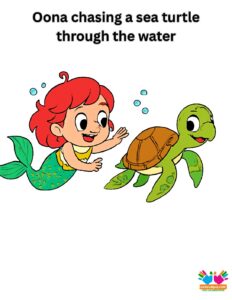 Oona chasing a sea turtle through the water