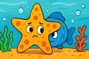 Shy Fish Hiding Behind a Starfish
