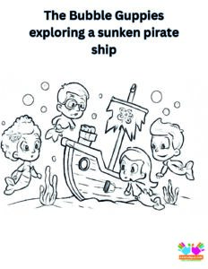 The Bubble Guppies exploring a sunken pirate ship.