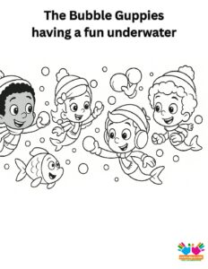 The Bubble Guppies having a fun underwater snowball fight.