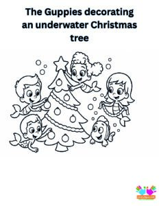 The Guppies decorating an underwater Christmas tree.