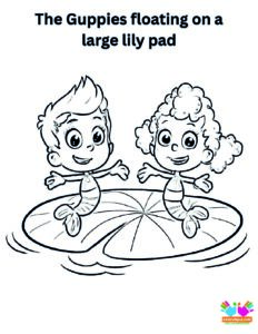 The Guppies floating on a large lily pad.