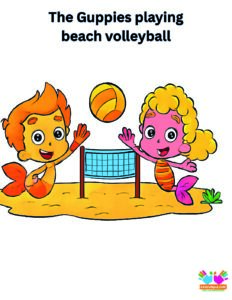 The Guppies playing beach volleyball