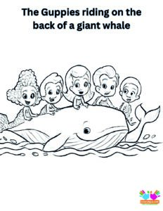 The Guppies riding on the back of a giant whale.