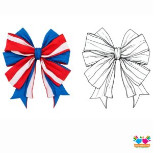 A Fourth of July bow with stars and stripes.