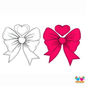 A Valentine’s bow with heart motifs.