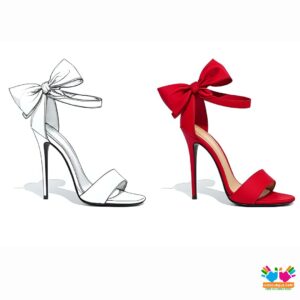 A bow on a stylish high heel shoe.