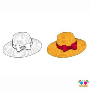 A bow on a wide-brimmed sun hat.