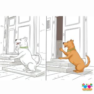 A dog greeting its owner at the door after a long day.