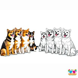 A group of dogs of different breeds sitting patiently in a dog obedience class.