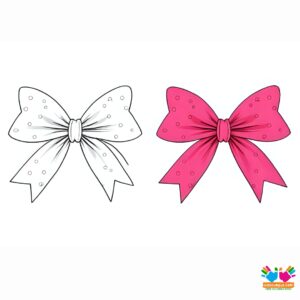 A heart-shaped bow with cute polka dots.