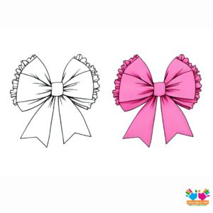 A layered bow with ruffled edges.