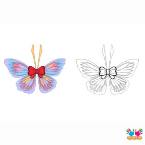 A pair of fairy wings decorated with bows.