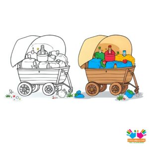 Covered wagon full of supplies.