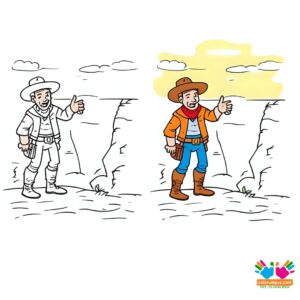 Cowboy standing at the edge of a canyon.