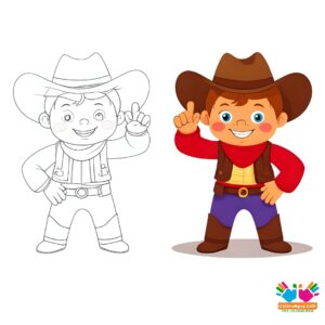 Cowboy tipping his hat and smiling.