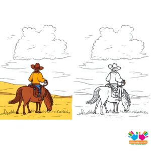 Cowboy watching a storm rolling in over the plains.