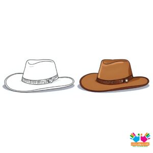 Detailed cowboy hat with stitching and band.