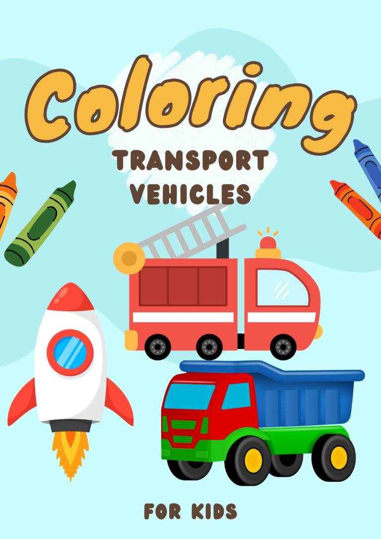 Kids Transport coloring book front cover