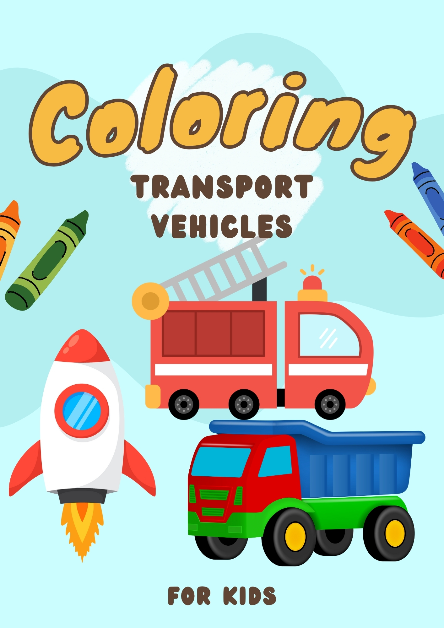 Kids Transport coloring book front cover