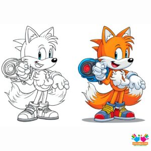 Tails escaping from a trap with clever gadgets.