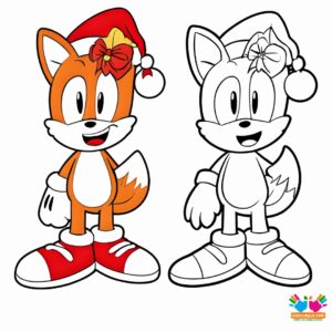 Tails in a Santa hat with presents.
