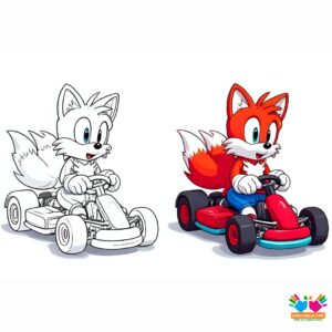 Tails in a kart ready to race with Sonic and friends.