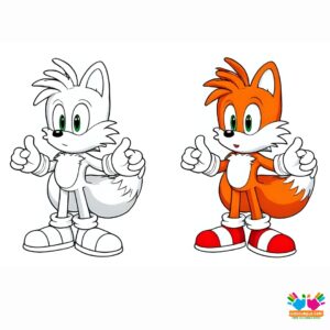 Tails presenting his latest creation to Sonic.