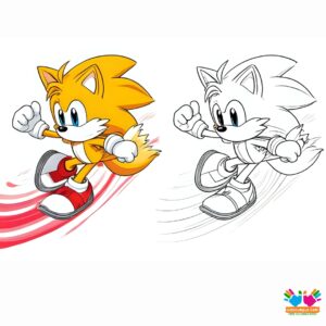 Tails running at full speed with motion lines.