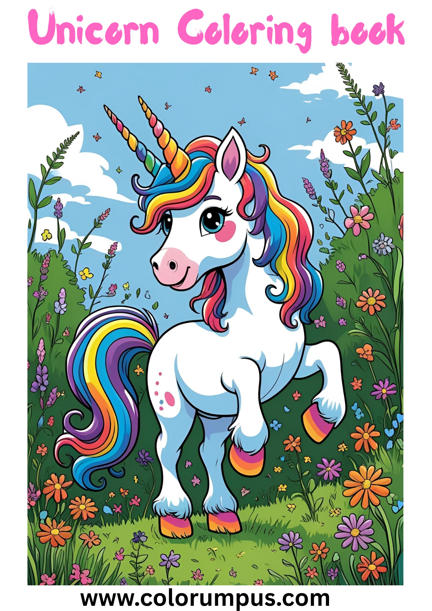 Unicorn coloring book cover